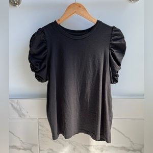 LOFT ruffle sleeve black top